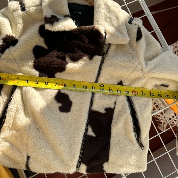 Minky Faux Fur Cow Print Moto Jacket - Picture 9 of 9